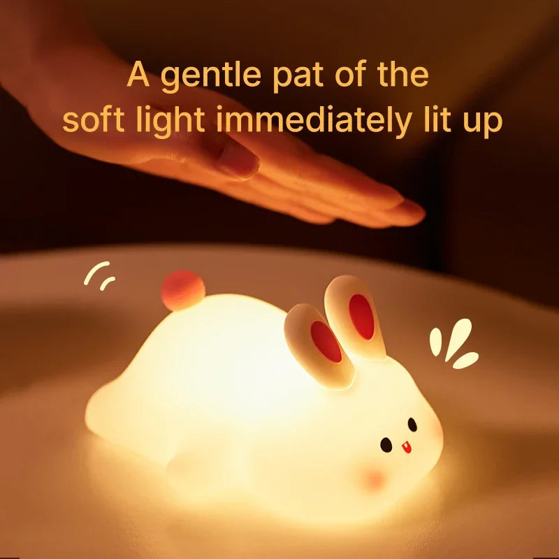 Cute Silicone Rabbit Night Light – Soft Touch Lamp for Kids