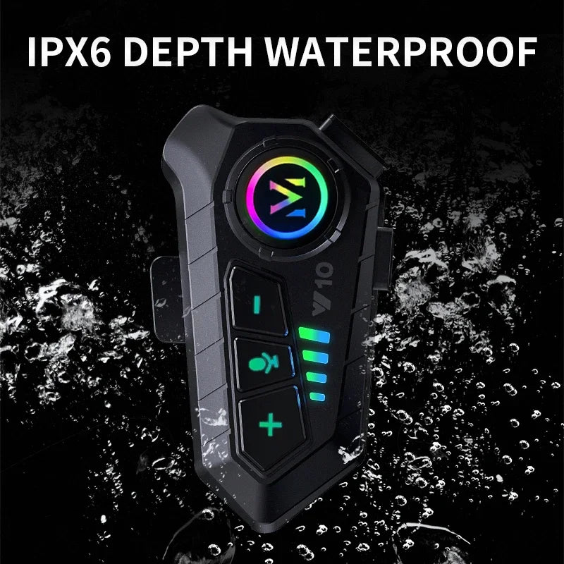 1/2Pcs V10 Motorcycle Intercom Headset Helmet Bluetooth 5.3 For 2 Riders intercommunicator 300M Waterproof Motorbike Interphone