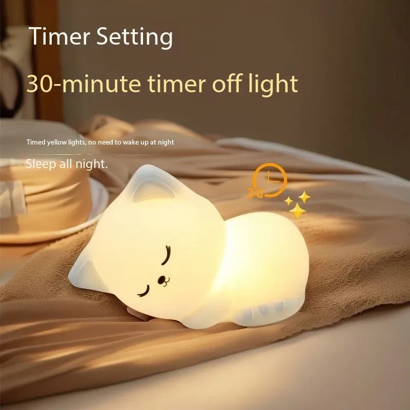 Cute Silicone Rabbit Night Light – Soft Touch Lamp for Kids