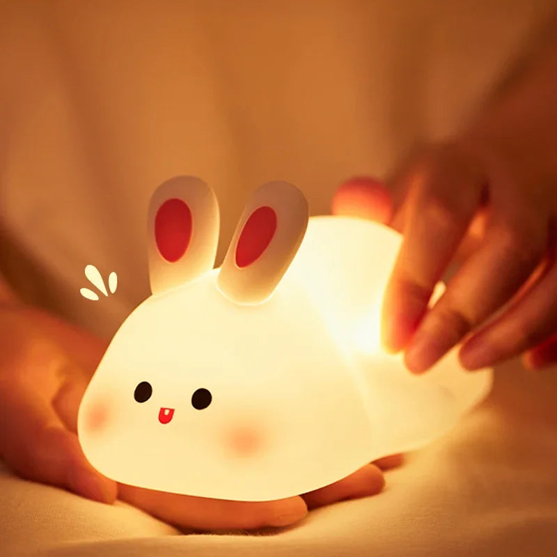 Cute Silicone Rabbit Night Light – Soft Touch Lamp for Kids