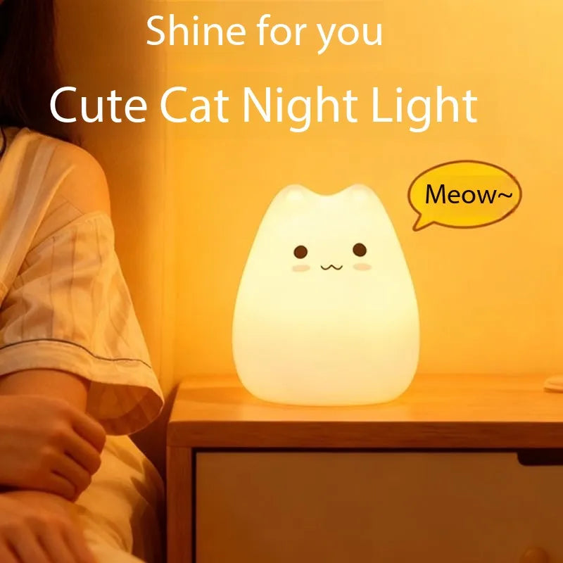 Cute Silicone Rabbit Night Light – Soft Touch Lamp for Kids